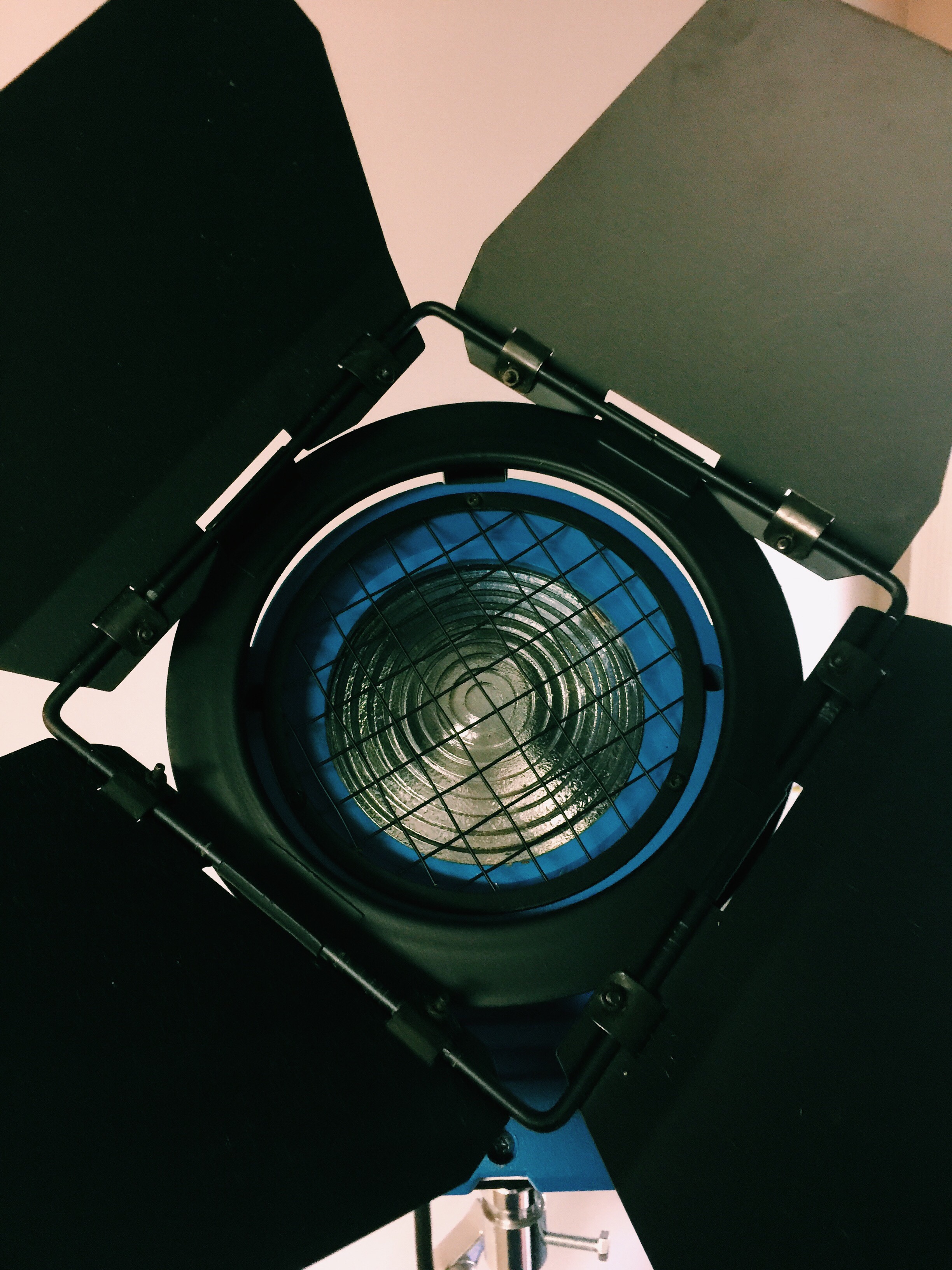 Close up of high-end lighting equipment on the set of Mosslight Media's high-quality, small business social media ad production in Jackson, MS.